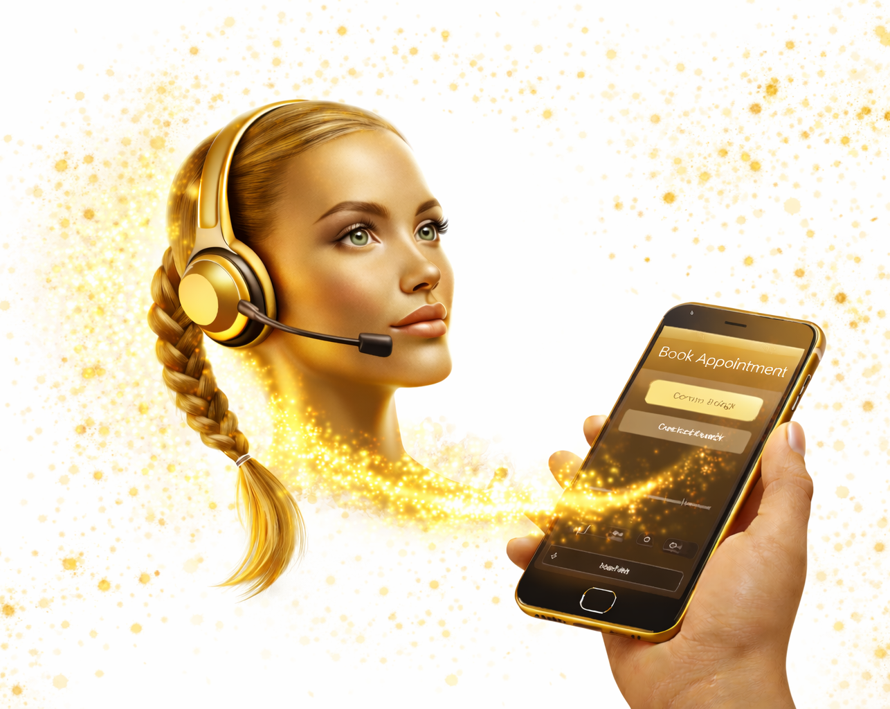 AI Voice Receptionist phone interface showing incoming customer enquiry